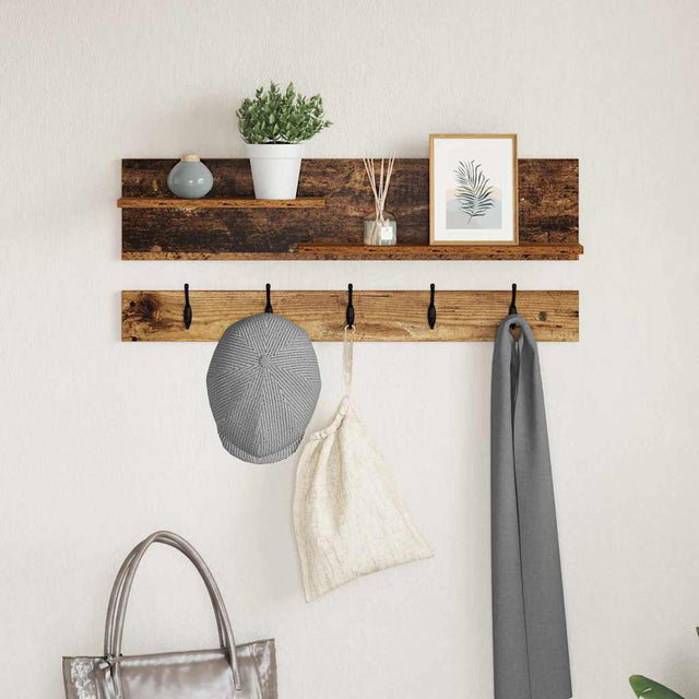 Vidaxl wandgemonteerde kapstok muurmontage oudhout 90 x 15 x 36 cm