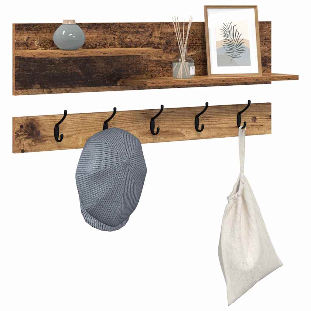 Vidaxl wandgemonteerde kapstok muurmontage oudhout 90 x 15 x 36 cm
