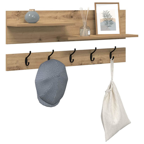 Vidaxl wandgemonteerde kapstok muurmontage artisan eiken bewerkt hout