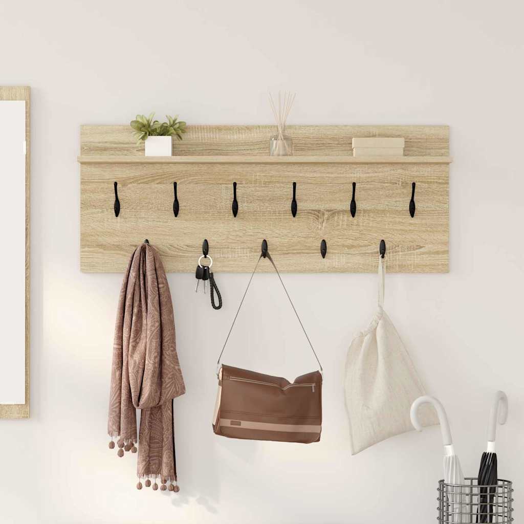 Vidaxl wandgemonteerde kapstok muurmontage sonoma eiken bewerkt hout