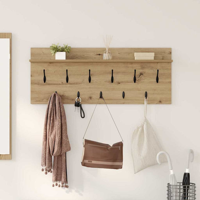 Vidaxl wandgemonteerde kapstok muurmontage artisan eiken bewerkt hout