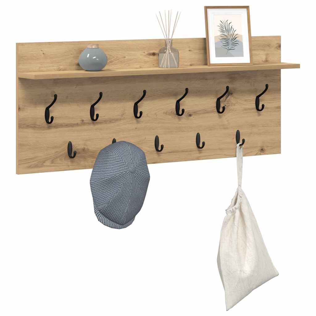 Vidaxl wandgemonteerde kapstok muurmontage artisan eiken bewerkt hout