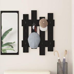 Vidaxl wandgemonteerde kapstok muurmontage zwart eiken 60 x 3 x 82 cm