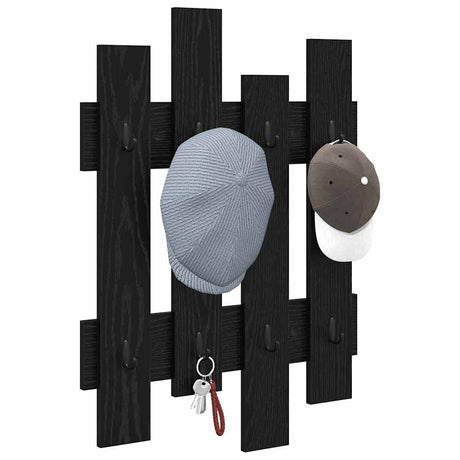Vidaxl wandgemonteerde kapstok muurmontage zwart eiken 60 x 3 x 82 cm