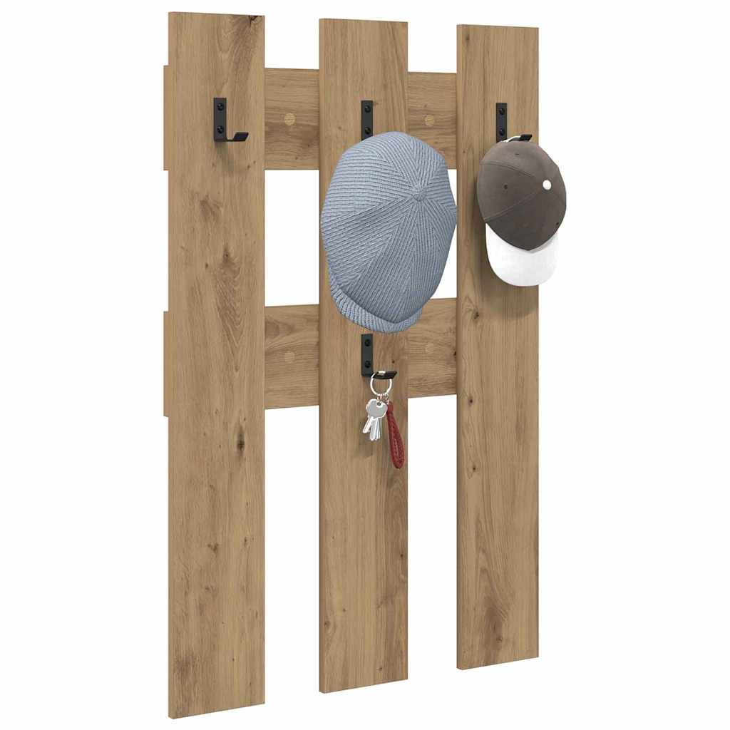 Vidaxl wandgemonteerde kapstok muurmontage artisan eiken bewerkt hout