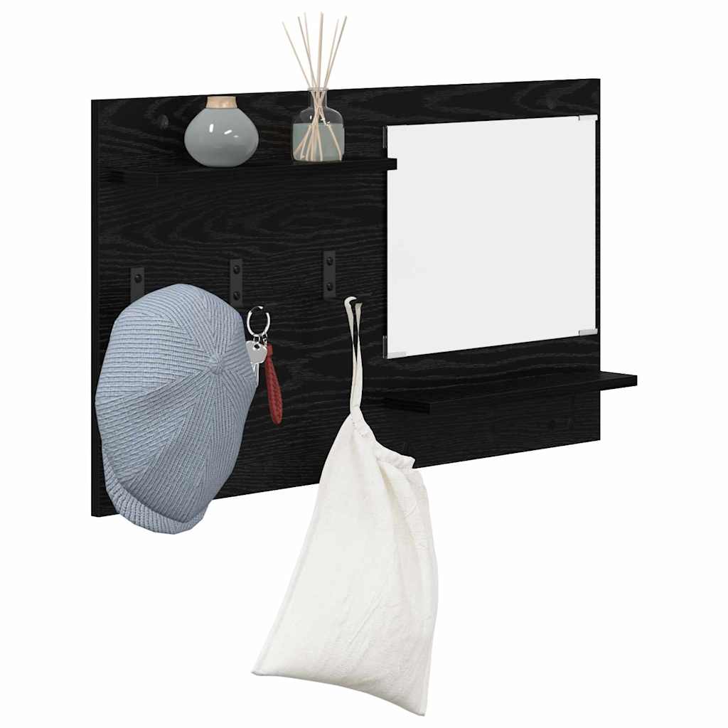 Vidaxl wandgemonteerde kapstok muurmontage zwart eiken 90 x 10 x 50 cm