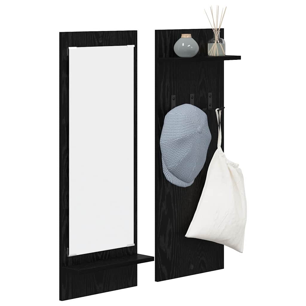 Vidaxl wandgemonteerde kapstok muurmontage zwart eiken 70 x 10 x 90 cm