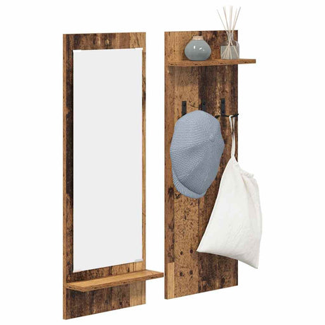 Vidaxl wandgemonteerde kapstok muurmontage oudhout 70 x 10 x 90 cm