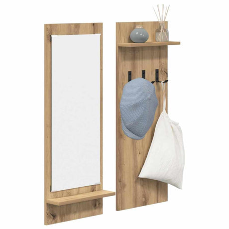 Vidaxl wandgemonteerde kapstok muurmontage artisan eiken bewerkt hout