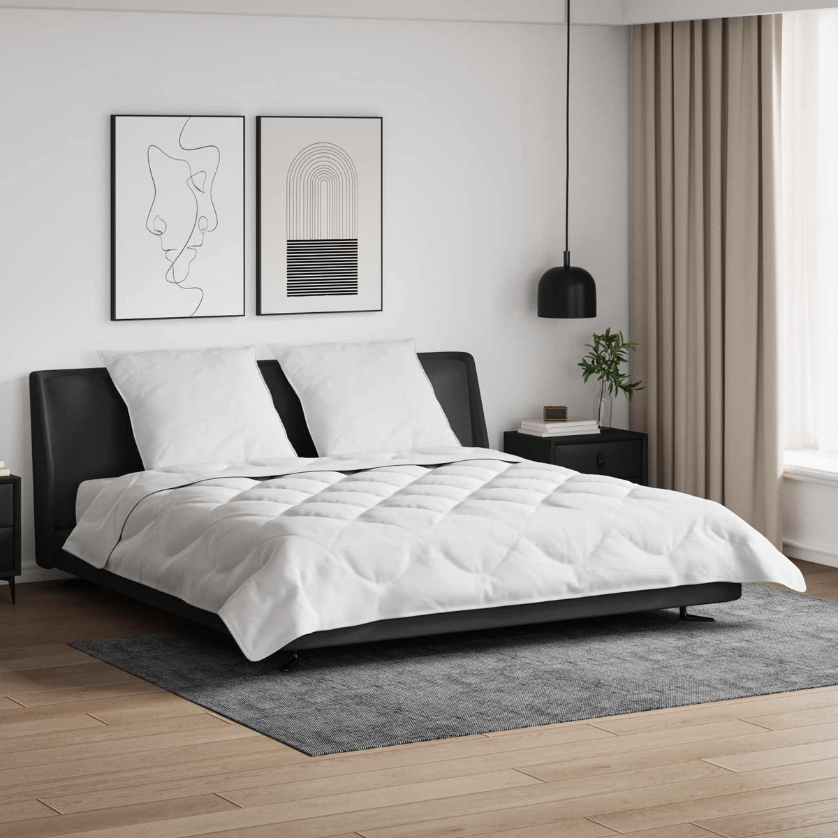 Vidaxl dekbed met kussen 3 st wit microfibre