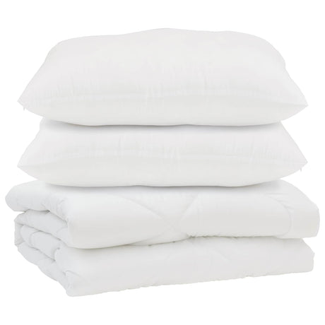 Vidaxl dekbed met kussen 3 st wit microfibre