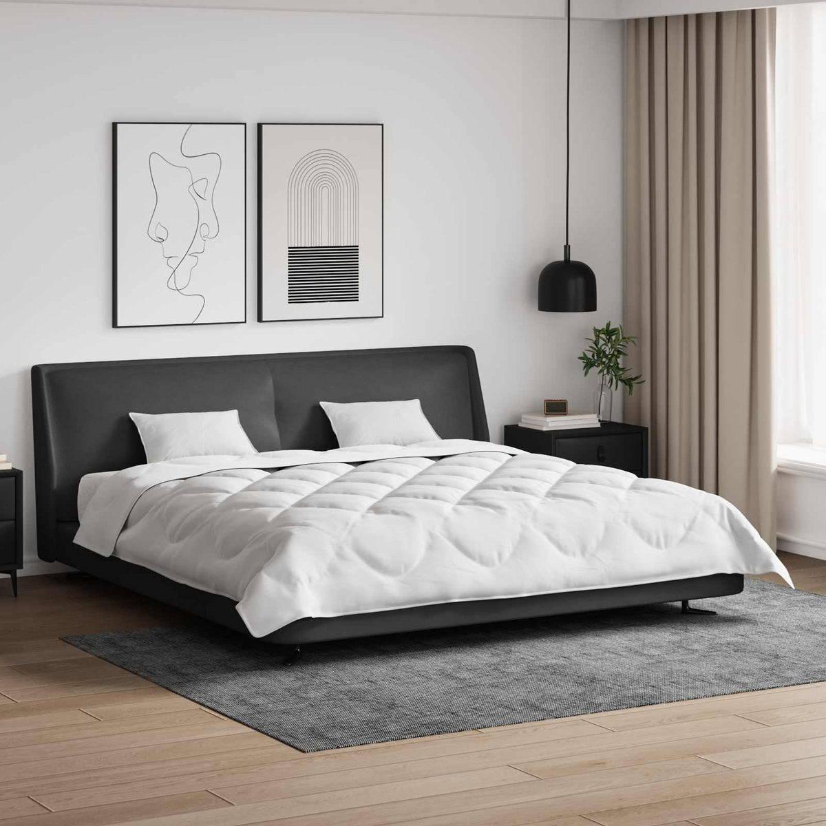 Vidaxl all-season dekbed met kussen 3 st wit microvezel