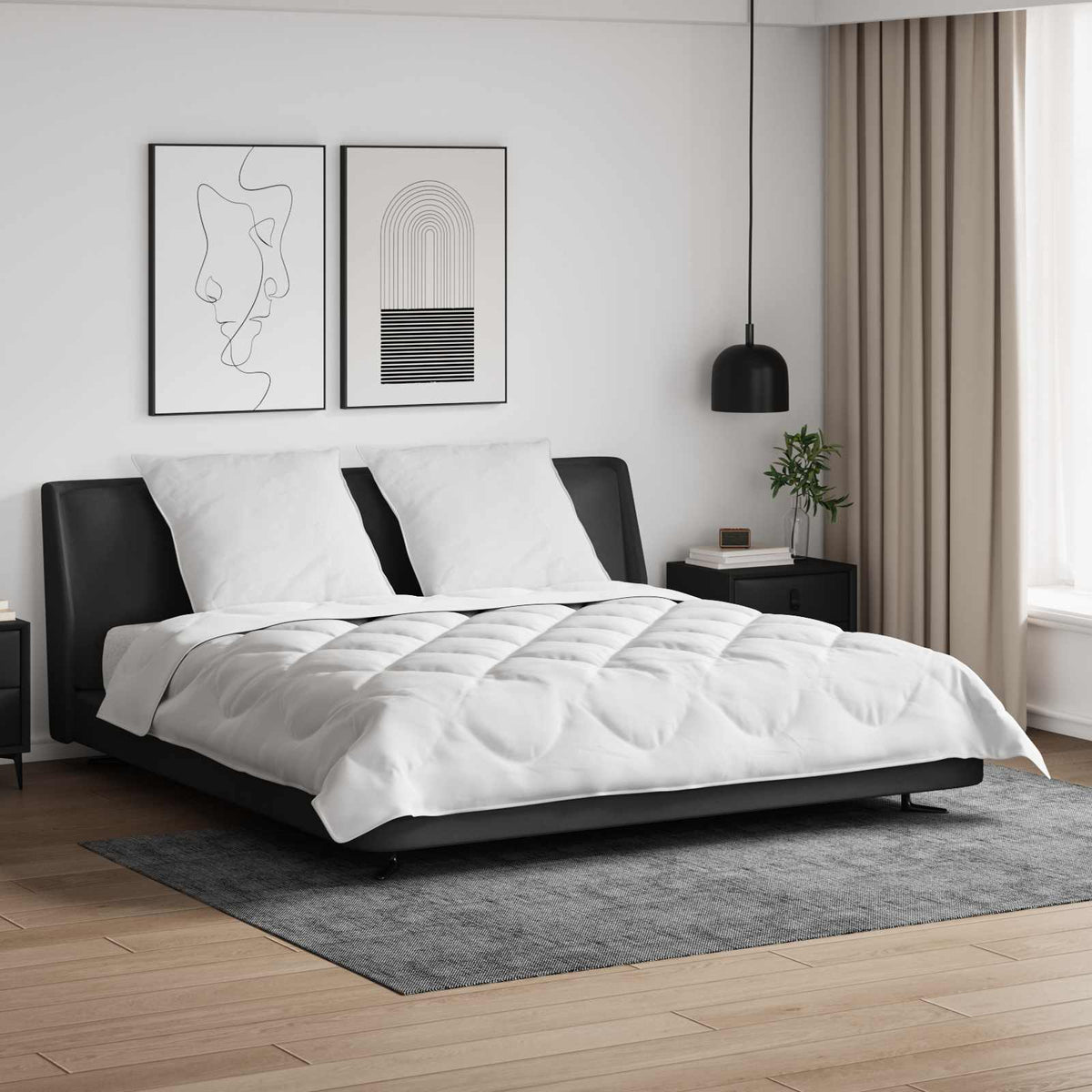 Vidaxl all-season dekbed met kussen 3 st wit microvezel