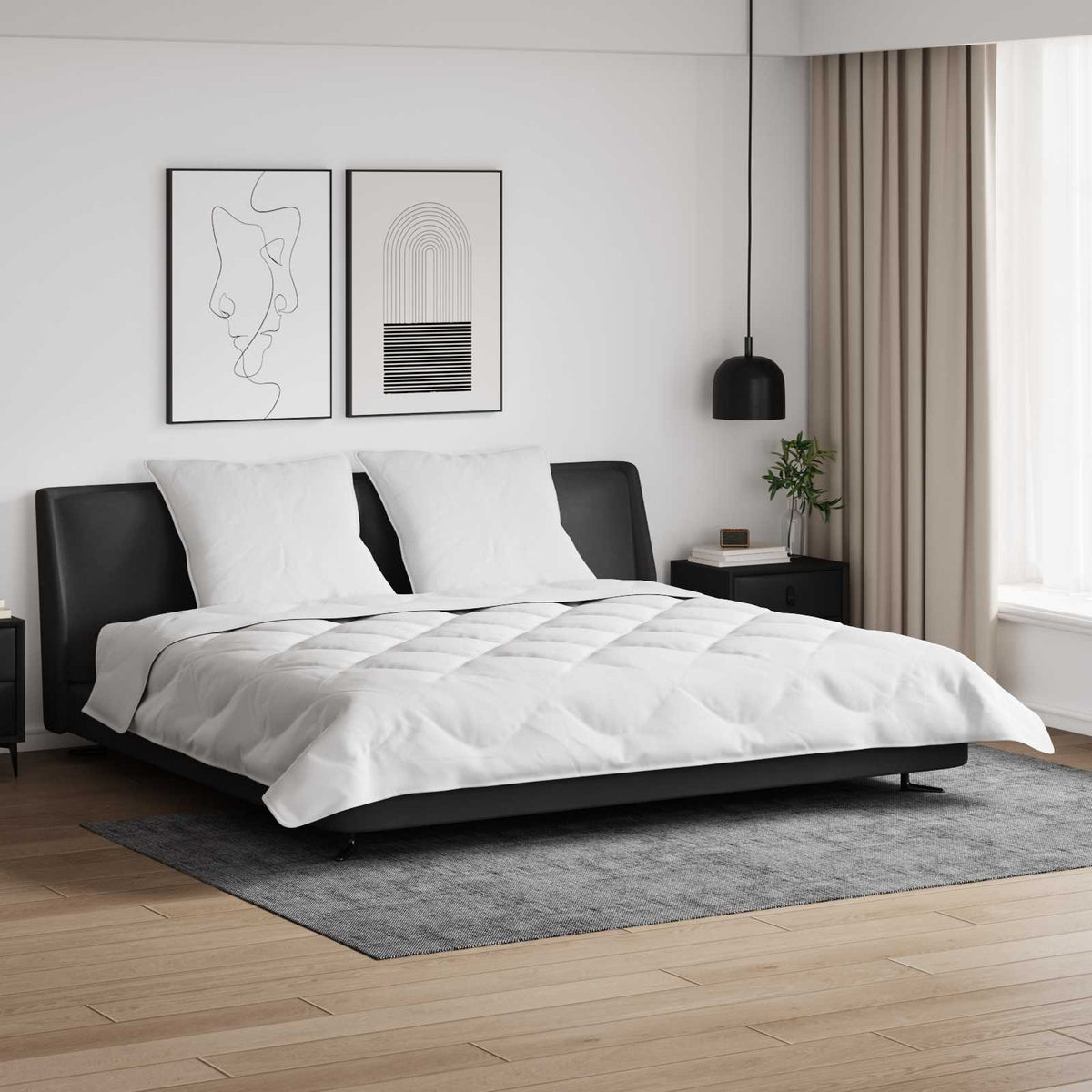 Vidaxl dekbed met kussens 3 st wit microfiber en dons feather