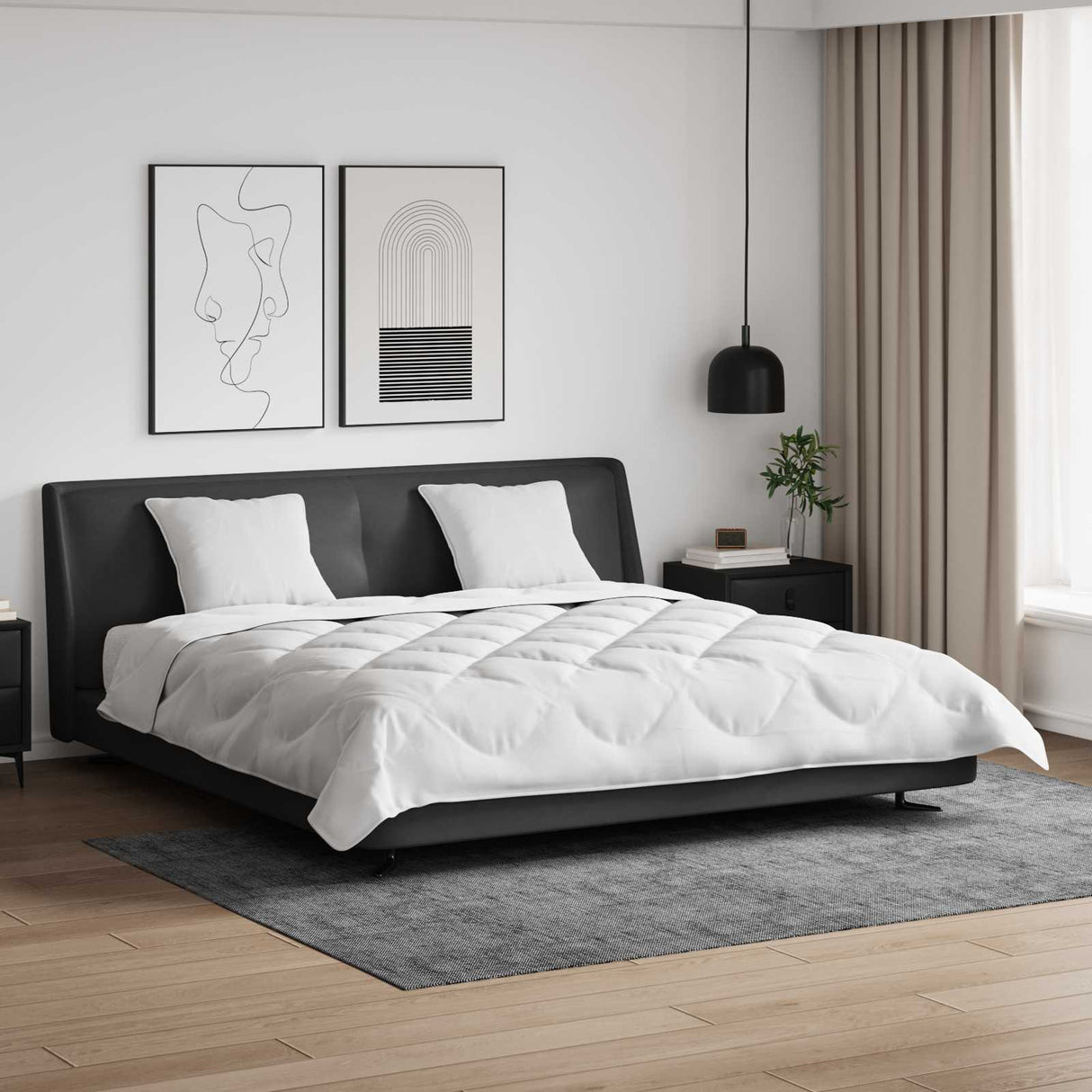 Vidaxl dekbed set met kussen 3 pcs wit microfiber en dons feather