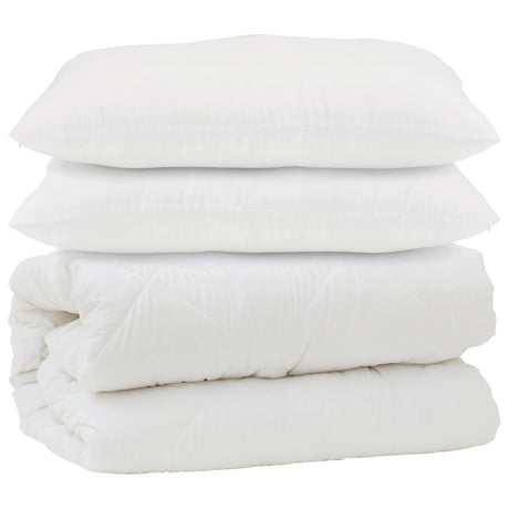 Vidaxl dekbed met kussen 3 st wit microfibre