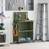 Vidaxl gereedschapswagen met plank olijf groen 65 x 35 x 111 cm