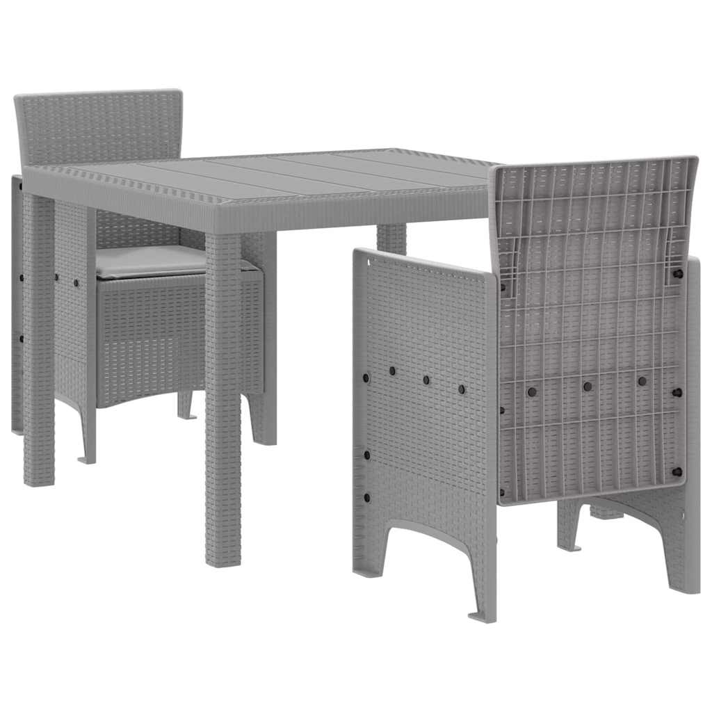 Vidaxl tuin eetset 3 st lichtgrijs polypropyleen