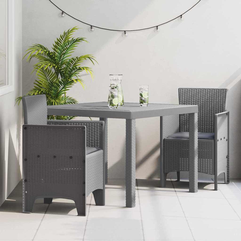 Vidaxl tuin eetset 3 st lichtgrijs polypropyleen