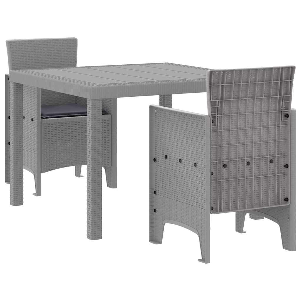 Vidaxl tuin eetset 3 st lichtgrijs polypropyleen