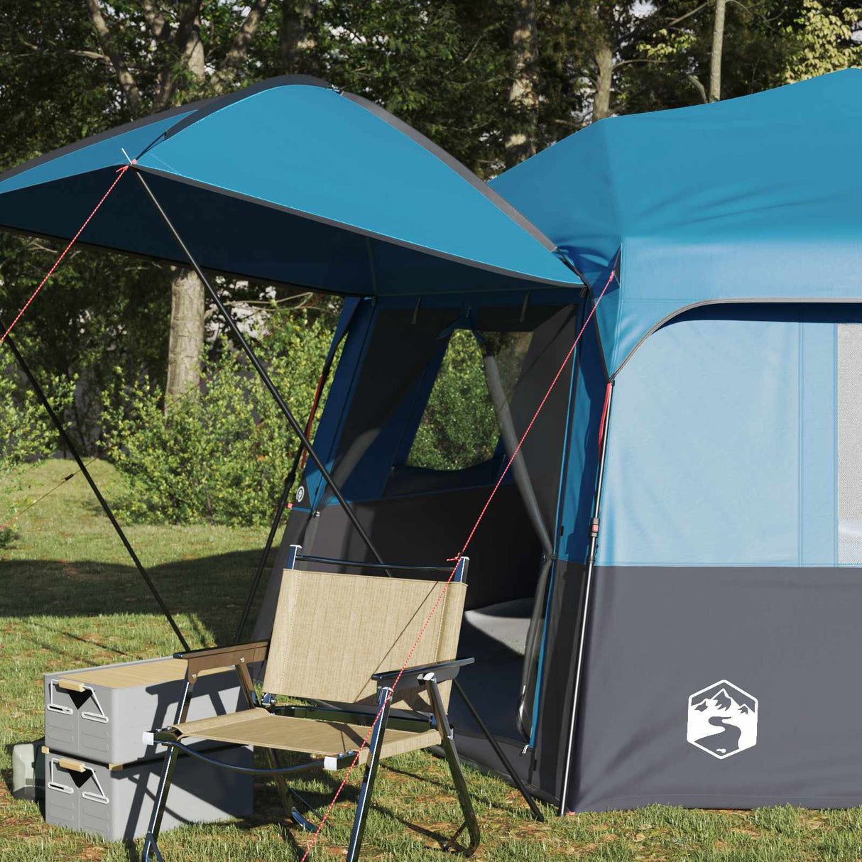 Vidaxl instant tent met regenhuif voor 12 personen met snelontgrendeling