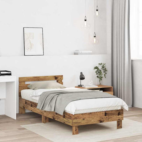Vidaxl bedframe oudhout 203 x 95 x 70 cm bewerkt hout