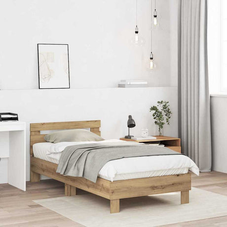 Vidaxl bedframe artisan eiken 193 x 95 x 88 cm bewerkt hout