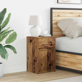 Vidaxl led bedside kast oud hout 38 x 34 x 61 cm bewerkt hout