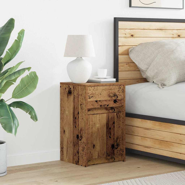 Vidaxl led bedside kast oud hout 38 x 34 x 61 cm bewerkt hout