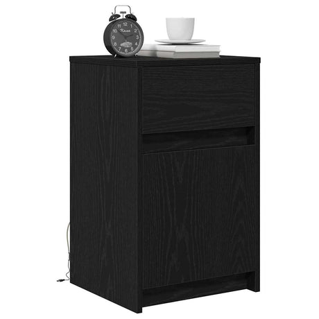 Vidaxl led bedside kast 2 st zwart eiken 38 x 34 x 61 cm bewerkt hout