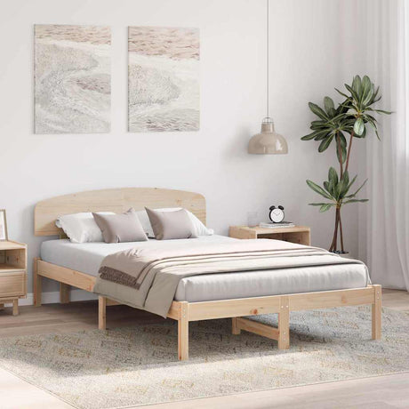 Vidaxl bedframe met hoofdeinde naturel 140 x 190 cm massief grenenhout