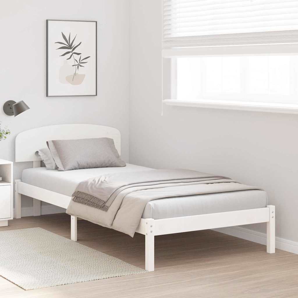 Vidaxl bedframe met hoofdeinde wit 90 x 190 cm massief grenenhout