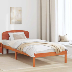 Vidaxl bedframe met hoofdeinde wasbruin 75 x 190 cm massief grenenhout