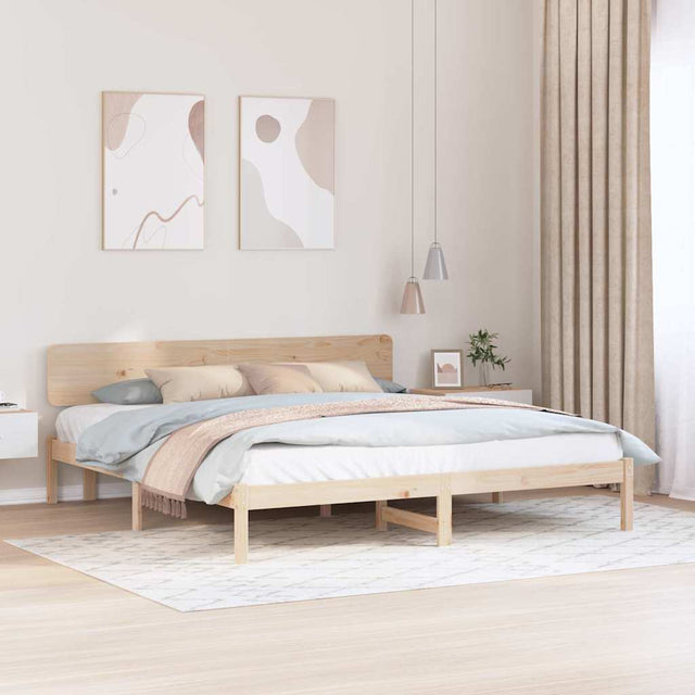 Vidaxl bedframe met hoofdeinde naturel 180 x 200 cm massief grenenhout
