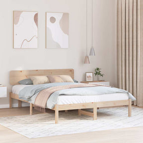 Vidaxl bedframe met hoofdeinde naturel 160 x 200 cm massief grenenhout