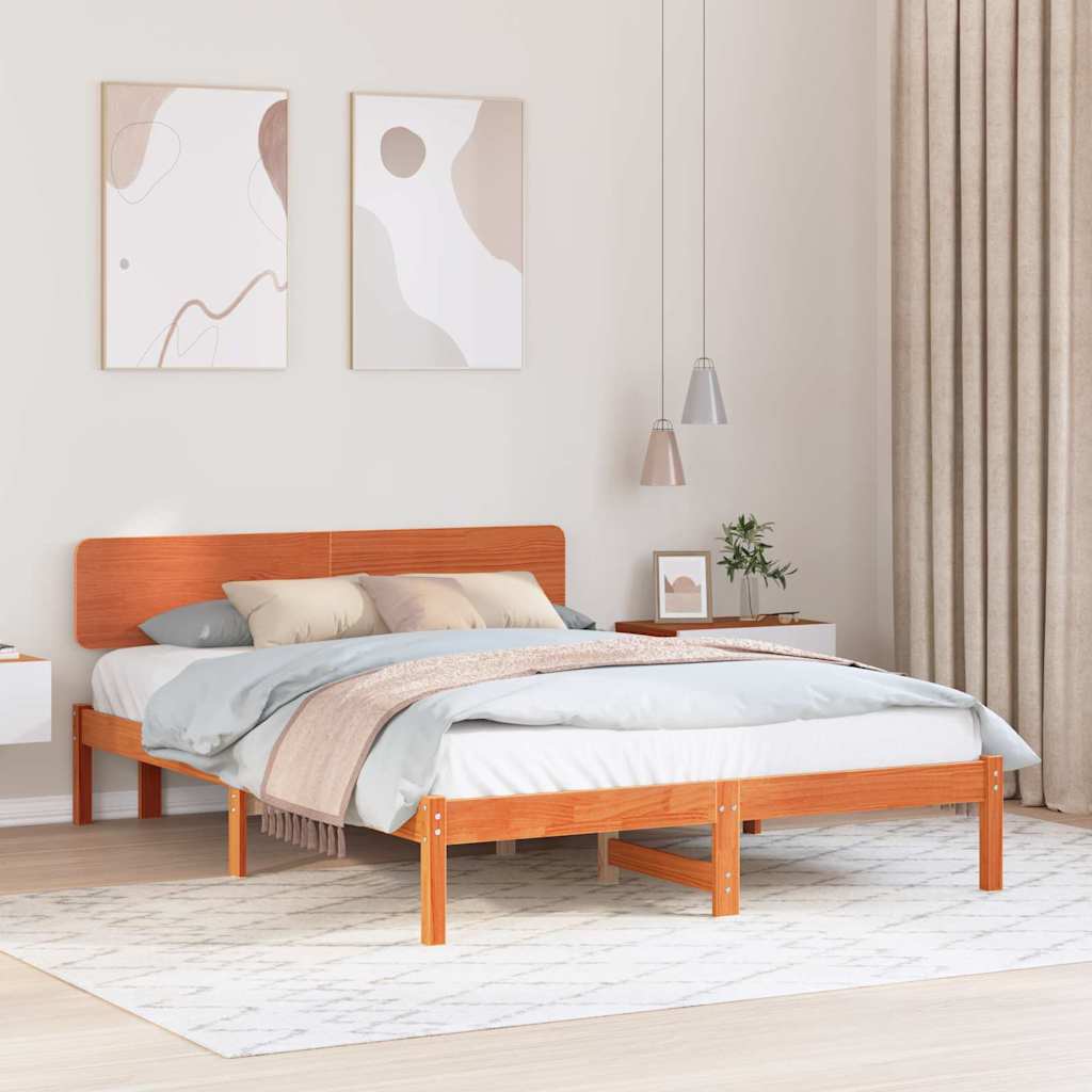 Vidaxl bedframe wasbruin 150 x 200 cm massief grenenhout