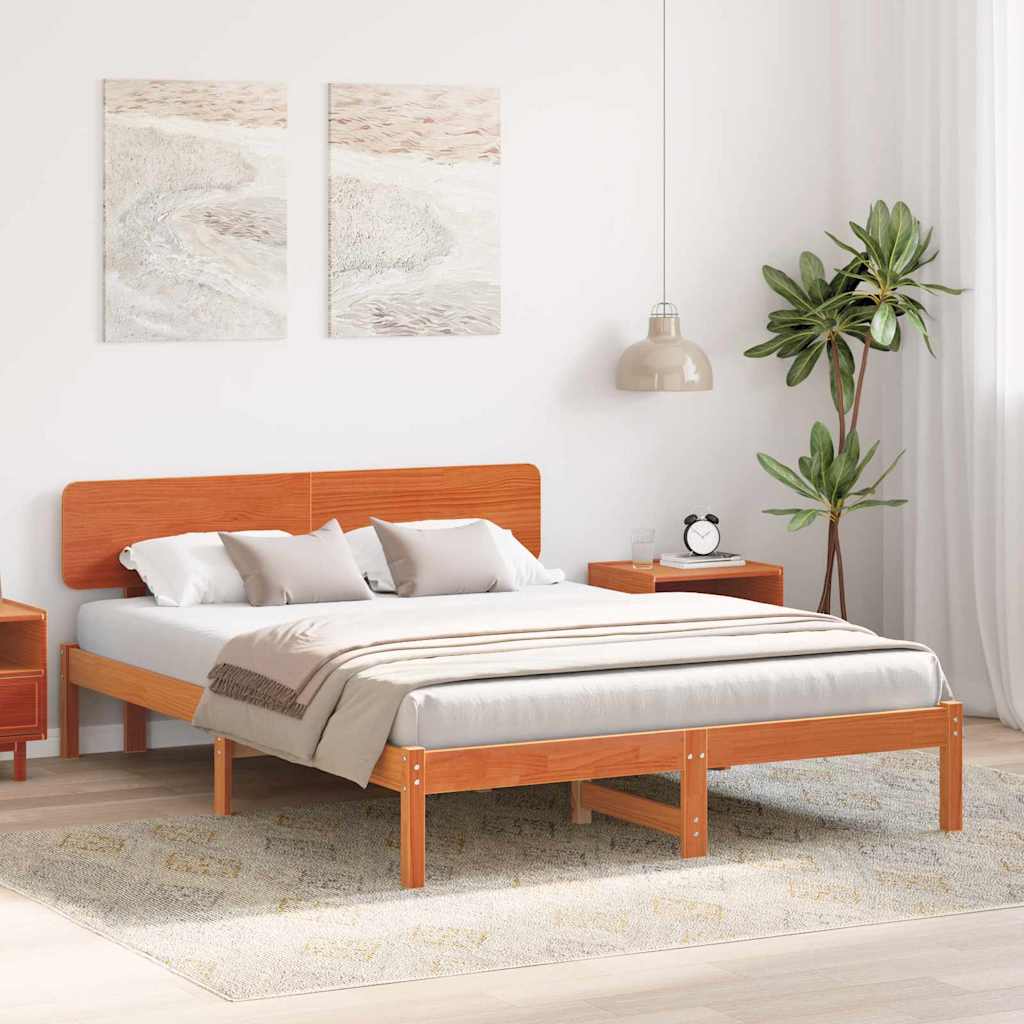 Vidaxl bedframe wasbruin 150 x 200 cm massief grenenhout