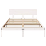 Vidaxl bedframe met hoofdeinde wit 140 x 200 cm massief grenenhout