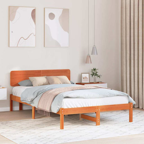 Vidaxl bedframe wasbruin 135 x 190 cm massief grenenhout