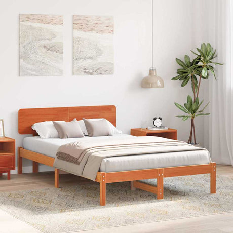 Vidaxl bedframe wasbruin 135 x 190 cm massief grenenhout