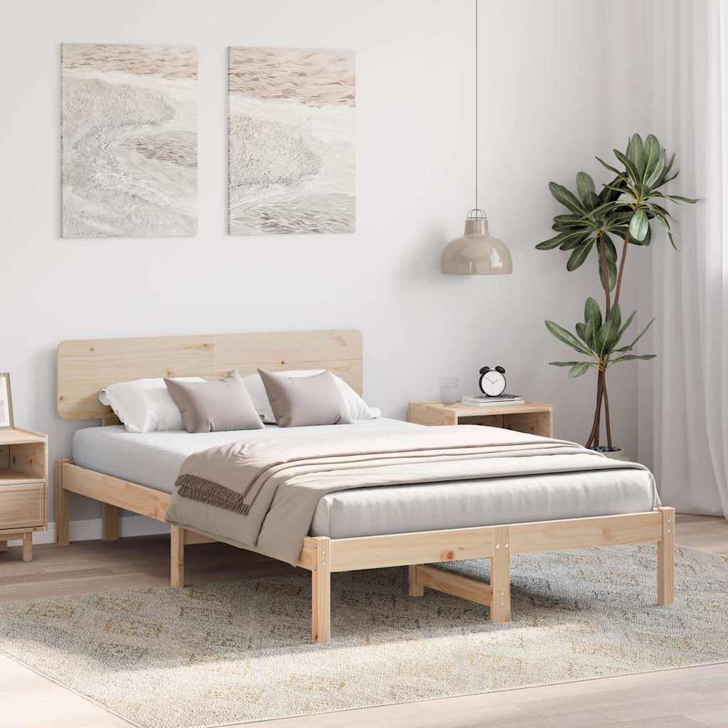 Vidaxl bedframe met hoofdeinde naturel 120 x 190 cm massief grenenhout