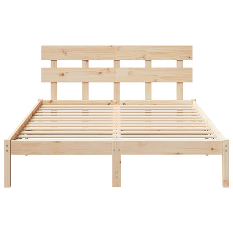 Vidaxl bedframe met hoofdeinde bruin 160 x 200 cm massief grenenhout