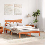 Vidaxl bedframe met hoofdeinde bruin 140 x 190 cm massief grenenhout