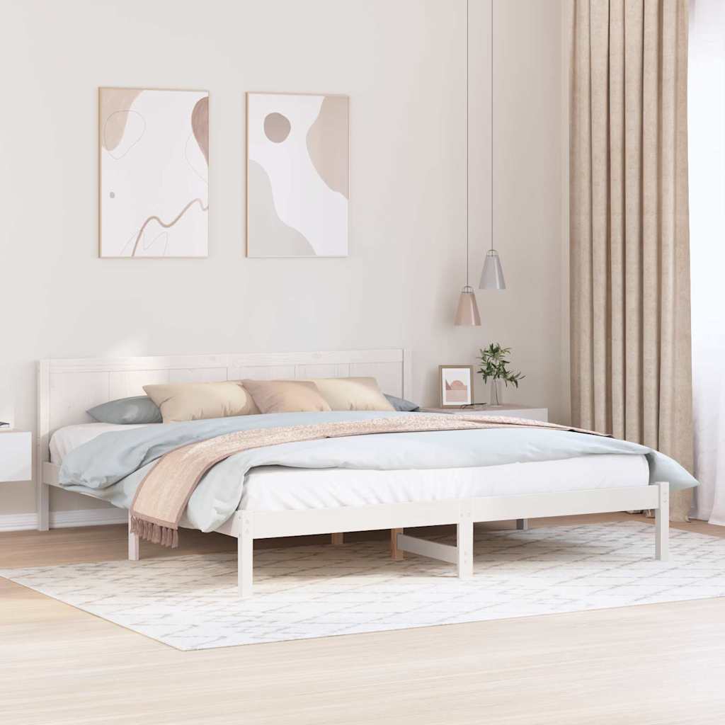 Vidaxl bedframe wit 180 x 200 cm massief grenenhout