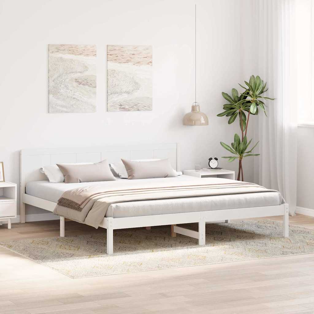 Vidaxl bedframe wit 180 x 200 cm massief grenenhout