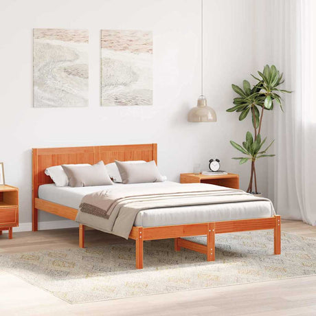 Vidaxl bedframe bruin 135 x 190 cm massief grenenhout