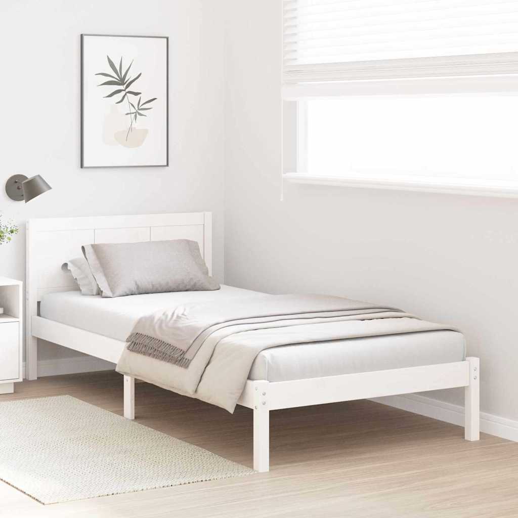 Vidaxl bedframe wit 90 x 200 cm massief grenenhout