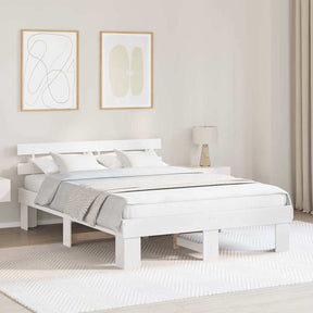 Vidaxl bedframe met hoofdeinde wit 160 x 200 cm massief grenenhout