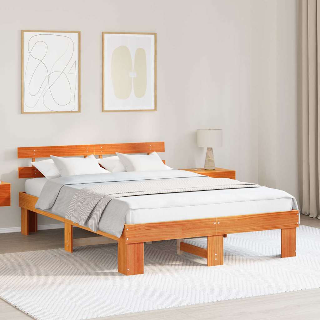 Vidaxl bedframe wasbruin 160 x 200 cm massief grenenhout