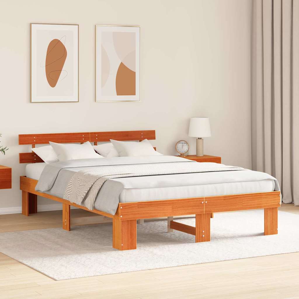 Vidaxl bedframe wasbruin 160 x 200 cm massief grenenhout
